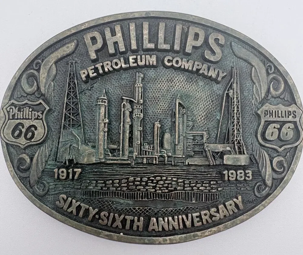 Phillips 66 66th Anniversary Commemorative Brass Belt Buckle